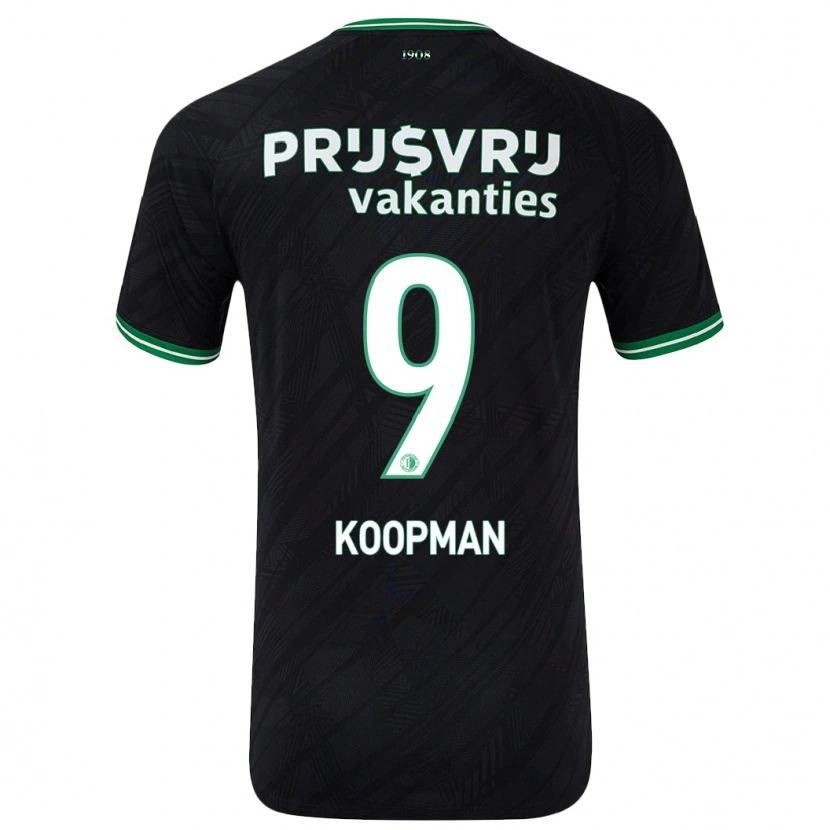 Danxen Bambino Maglia Sanne Koopman #9 Nero Verde Kit Gara Away 2024/25 Maglietta
