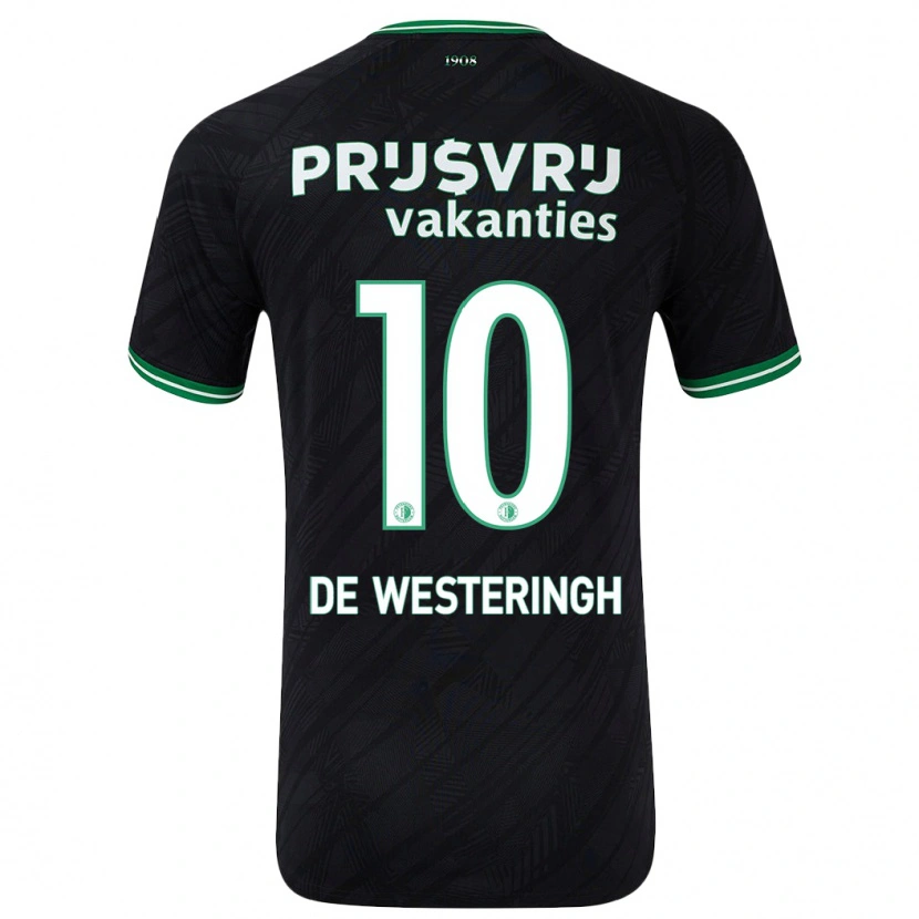 Danxen Bambino Maglia Kirsten Van De Westeringh #10 Nero Verde Kit Gara Away 2024/25 Maglietta