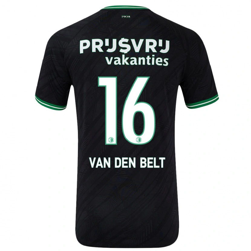 Danxen Bambino Maglia Thomas Van Den Belt #16 Nero Verde Kit Gara Away 2024/25 Maglietta