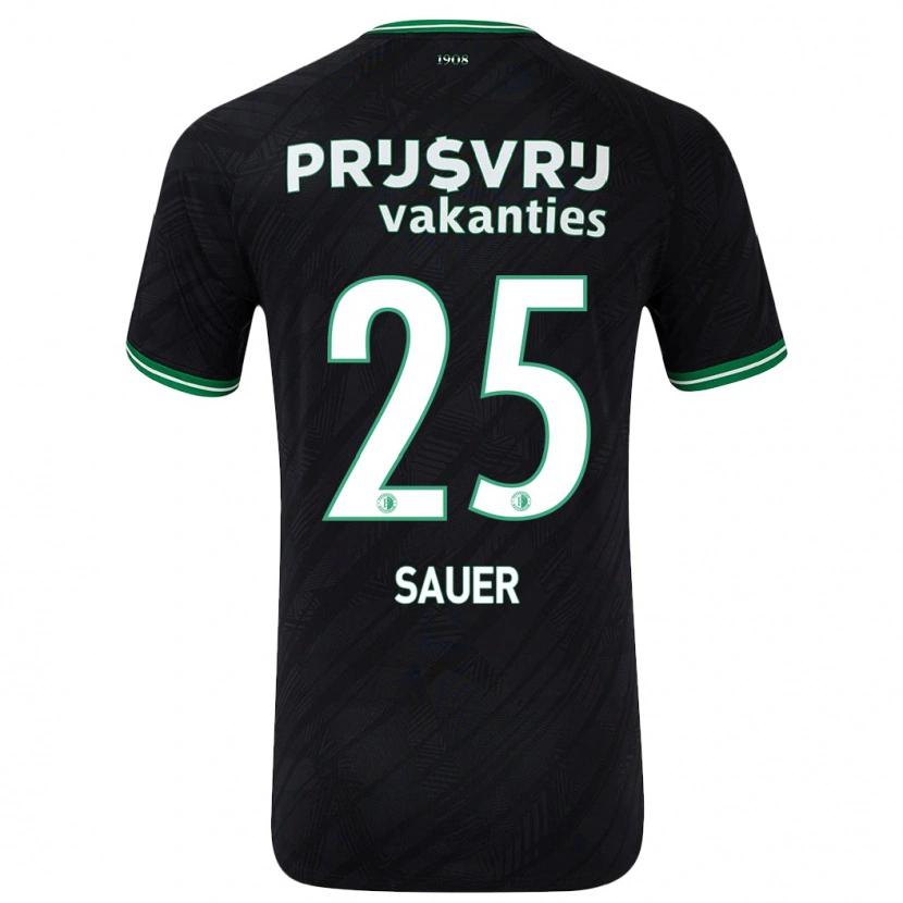 Danxen Bambino Maglia Leo Sauer #25 Nero Verde Kit Gara Away 2024/25 Maglietta