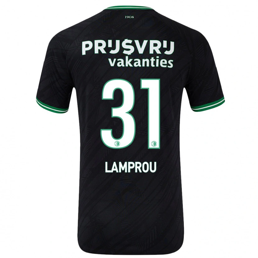 Danxen Bambino Maglia Kostas Lamprou #31 Nero Verde Kit Gara Away 2024/25 Maglietta