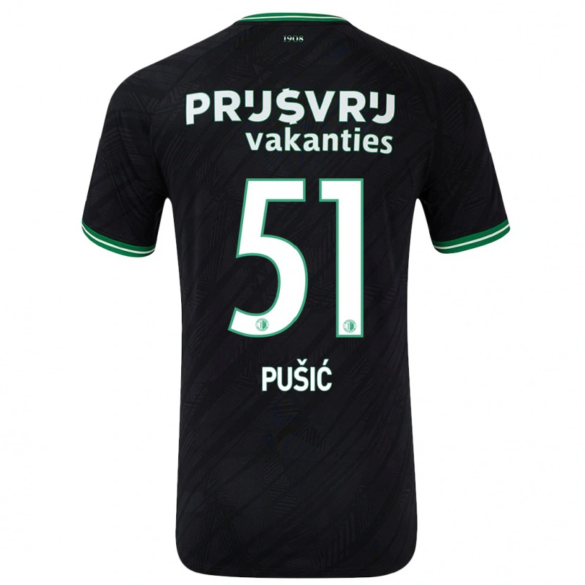 Danxen Bambino Maglia Noah Pušić #51 Nero Verde Kit Gara Away 2024/25 Maglietta