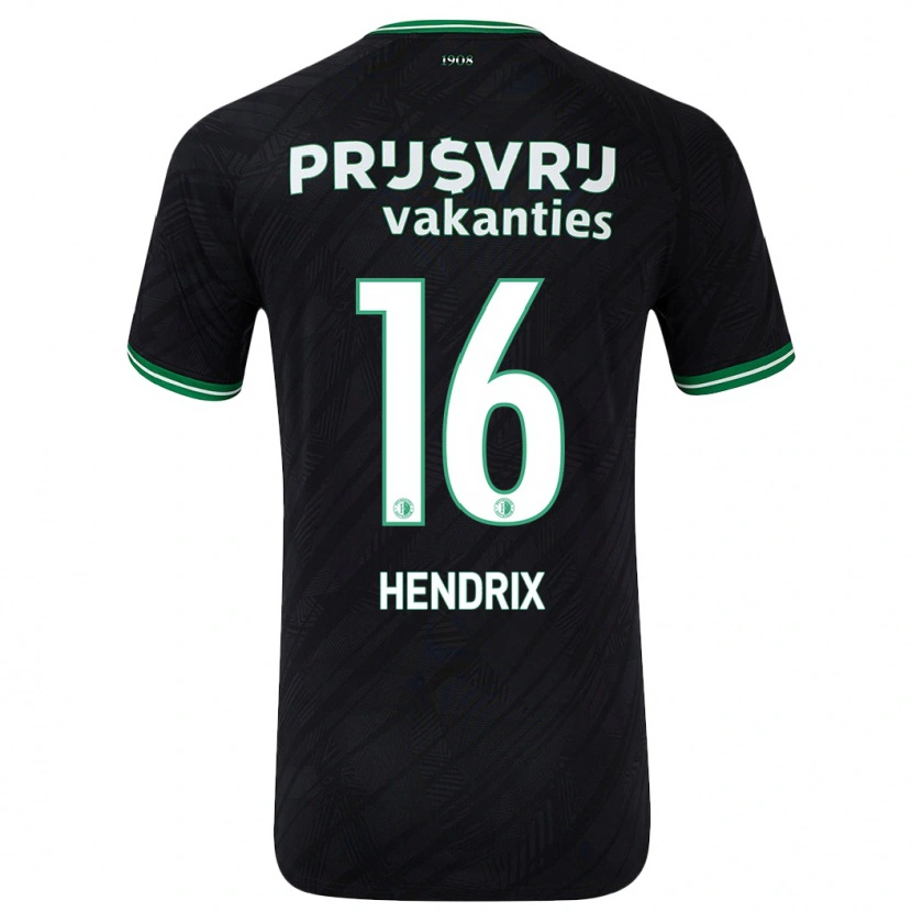 Danxen Bambino Maglia Jorrit Hendrix #16 Nero Verde Kit Gara Away 2024/25 Maglietta