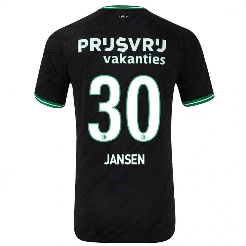Danxen Bambino Maglia Thijs Jansen #30 Nero Verde Kit Gara Away 2024/25 Maglietta