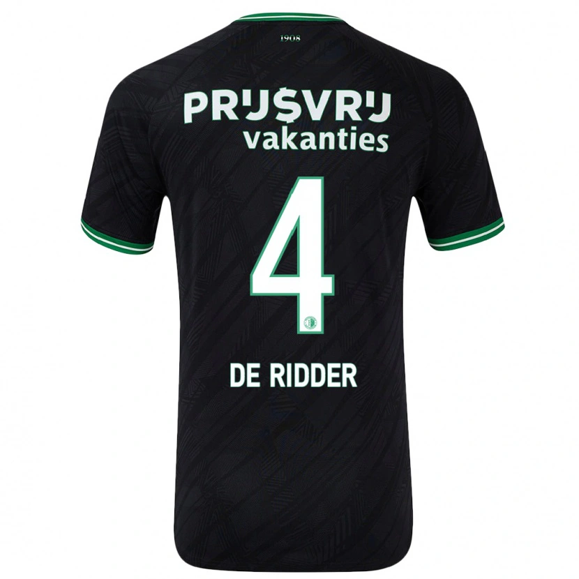 Danxen Bambino Maglia Robine De Ridder #4 Nero Verde Kit Gara Away 2024/25 Maglietta