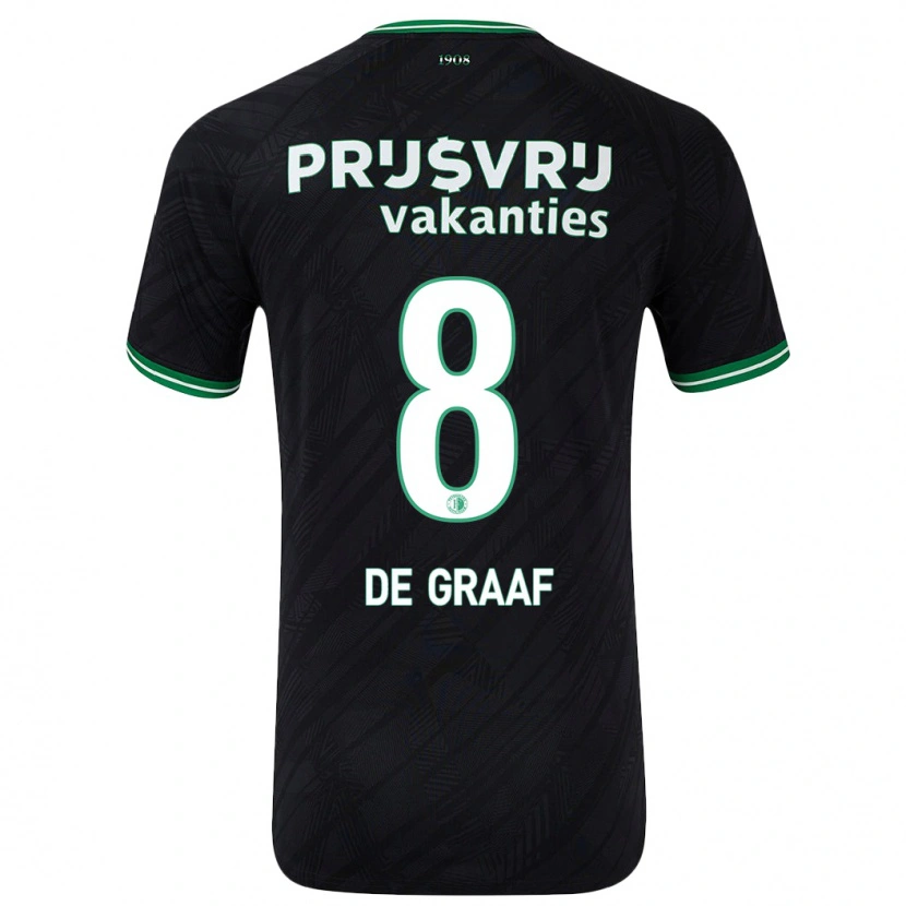 Danxen Bambino Maglia Esmee De Graaf #8 Nero Verde Kit Gara Away 2024/25 Maglietta