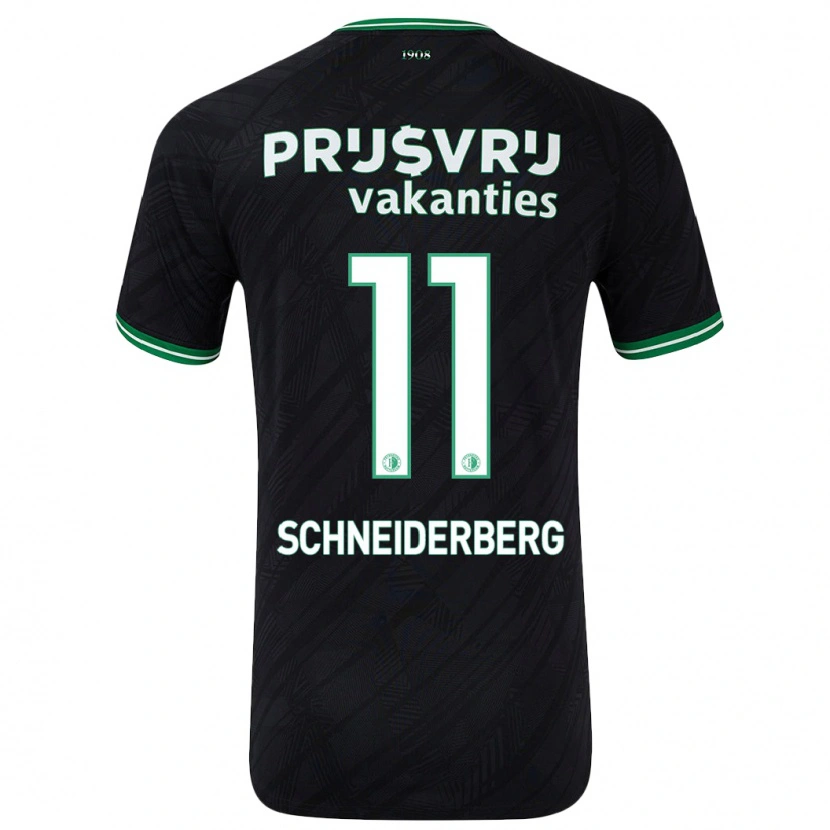 Danxen Bambino Maglia July Schneiderberg #11 Nero Verde Kit Gara Away 2024/25 Maglietta