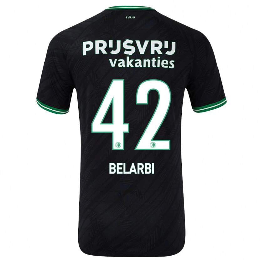 Danxen Bambino Maglia Abdel Belarbi #42 Nero Verde Kit Gara Away 2024/25 Maglietta