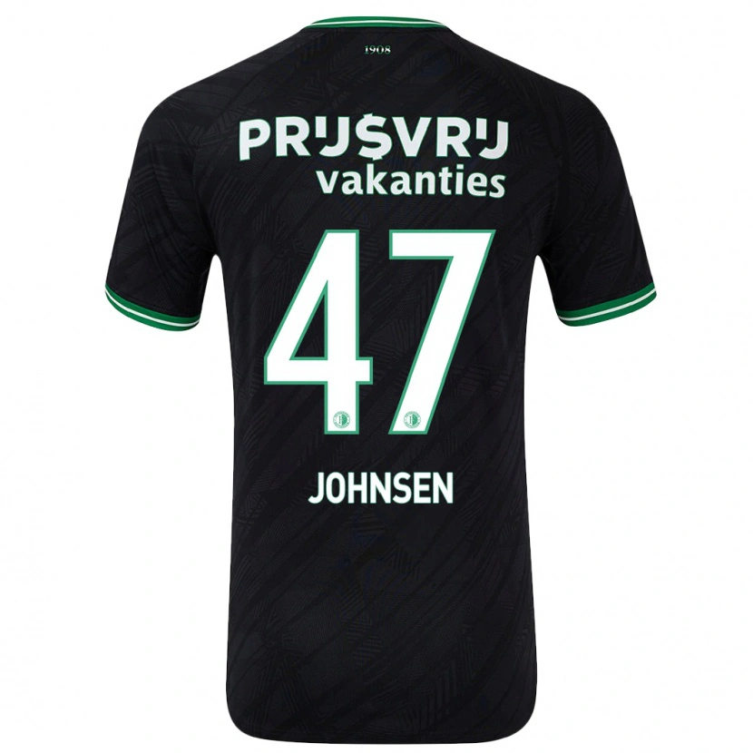 Danxen Bambino Maglia Mikael Torset Johnsen #47 Nero Verde Kit Gara Away 2024/25 Maglietta