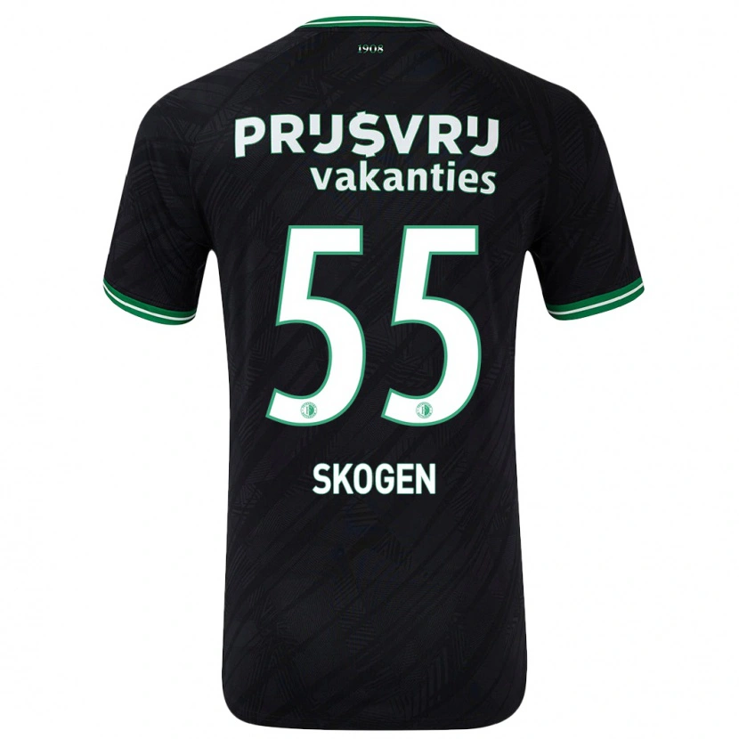 Danxen Bambino Maglia Sondre Skogen #55 Nero Verde Kit Gara Away 2024/25 Maglietta
