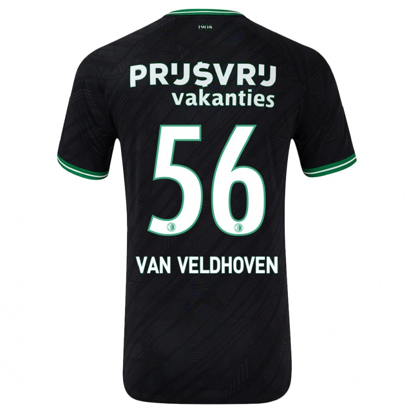Danxen Bambino Maglia Kars Van Veldhoven #56 Nero Verde Kit Gara Away 2024/25 Maglietta