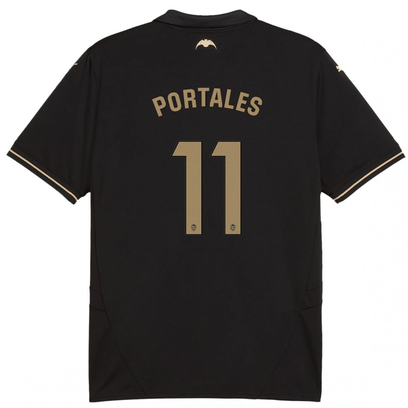Danxen Bambino Maglia Macarena Portales #11 Nero Kit Gara Away 2024/25 Maglietta