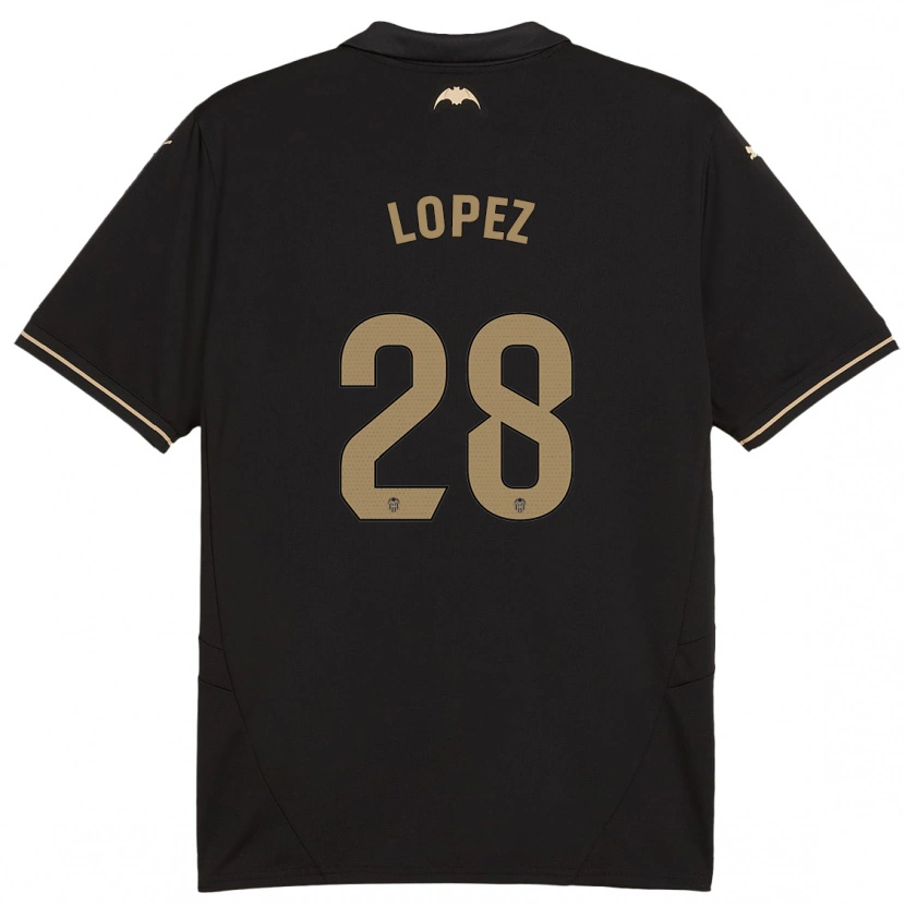 Danxen Bambino Maglia Saray Lopez #28 Nero Kit Gara Away 2024/25 Maglietta