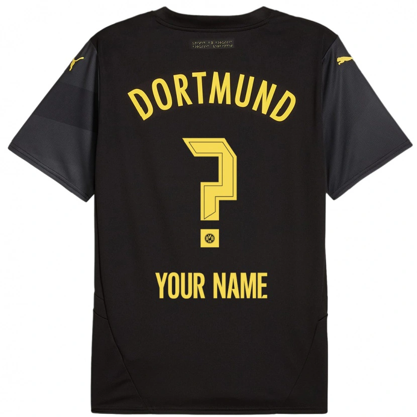 Danxen Bambino Maglia Il Tuo Nome #0 Nero Giallo Kit Gara Away 2024/25 Maglietta