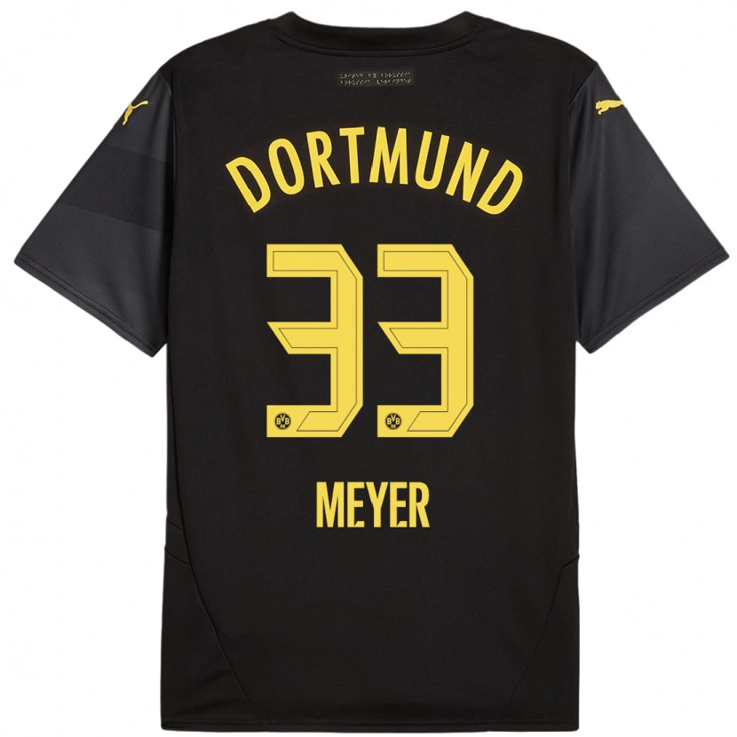 Danxen Bambino Maglia Alexander Meyer #33 Nero Giallo Kit Gara Away 2024/25 Maglietta