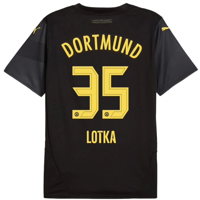 Danxen Bambino Maglia Marcel Lotka #35 Nero Giallo Kit Gara Away 2024/25 Maglietta