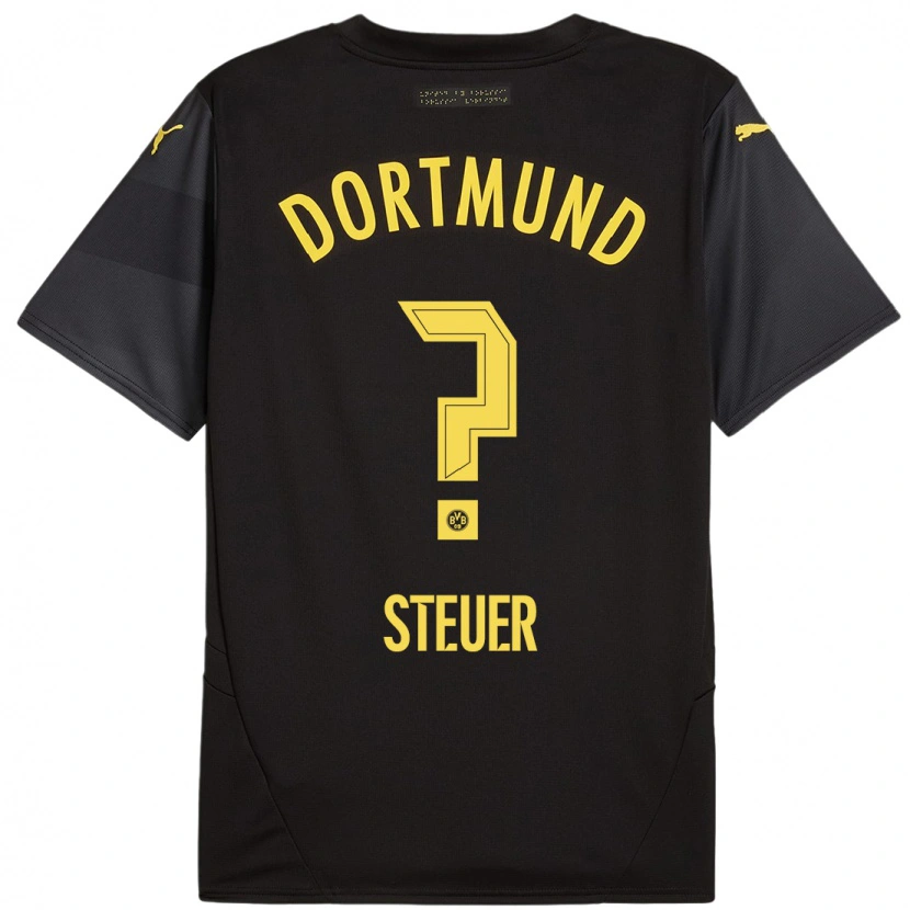 Danxen Bambino Maglia Etienne Steuer #0 Nero Giallo Kit Gara Away 2024/25 Maglietta