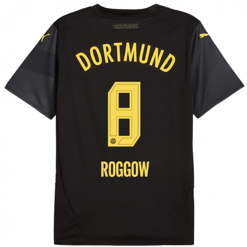 Danxen Bambino Maglia Franz Roggow #8 Nero Giallo Kit Gara Away 2024/25 Maglietta