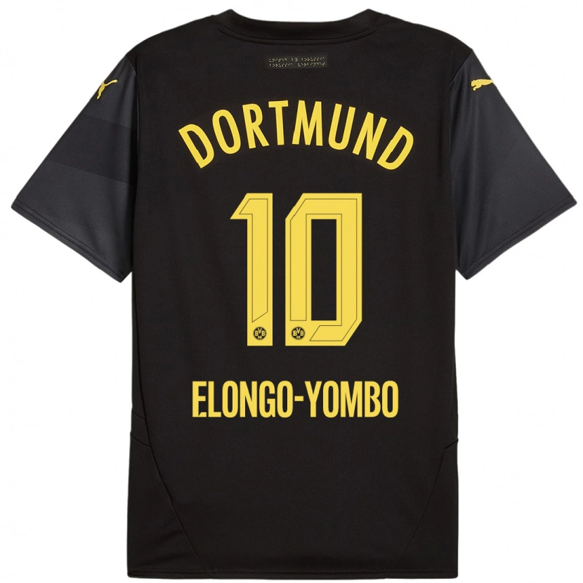 Danxen Bambino Maglia Rodney Elongo-Yombo #10 Nero Giallo Kit Gara Away 2024/25 Maglietta