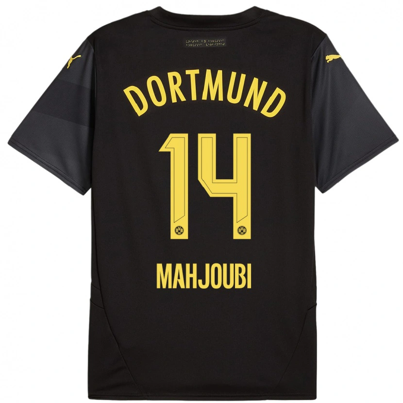 Danxen Bambino Maglia Anas Mahjoubi #14 Nero Giallo Kit Gara Away 2024/25 Maglietta