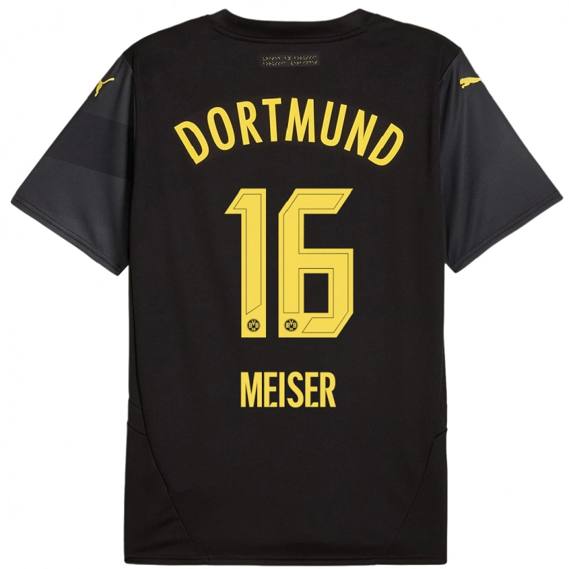 Danxen Bambino Maglia Tyler Meiser #16 Nero Giallo Kit Gara Away 2024/25 Maglietta