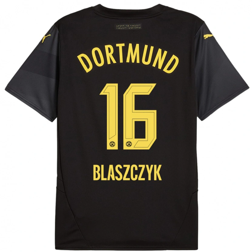 Danxen Bambino Maglia Oliwer Blaszczyk #16 Nero Giallo Kit Gara Away 2024/25 Maglietta