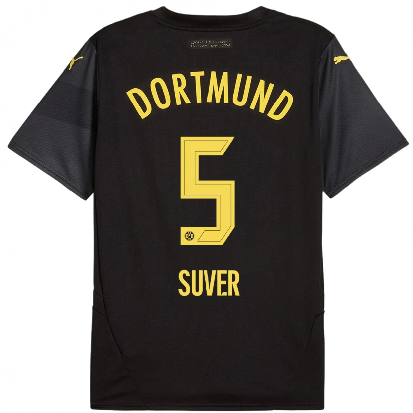 Danxen Bambino Maglia Mario Suver #5 Nero Giallo Kit Gara Away 2024/25 Maglietta