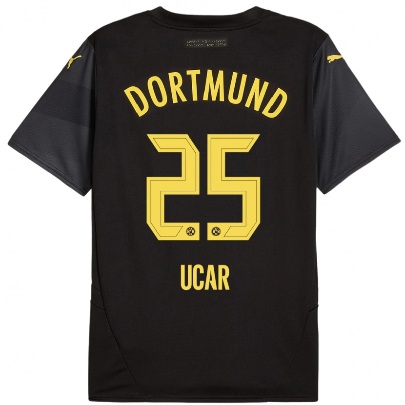 Danxen Bambino Maglia Leys Ucar #25 Nero Giallo Kit Gara Away 2024/25 Maglietta