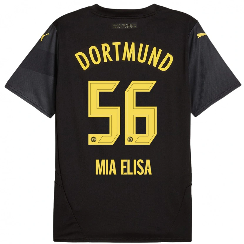 Danxen Bambino Maglia Bomnuter Mia Elisa #56 Nero Giallo Kit Gara Away 2024/25 Maglietta