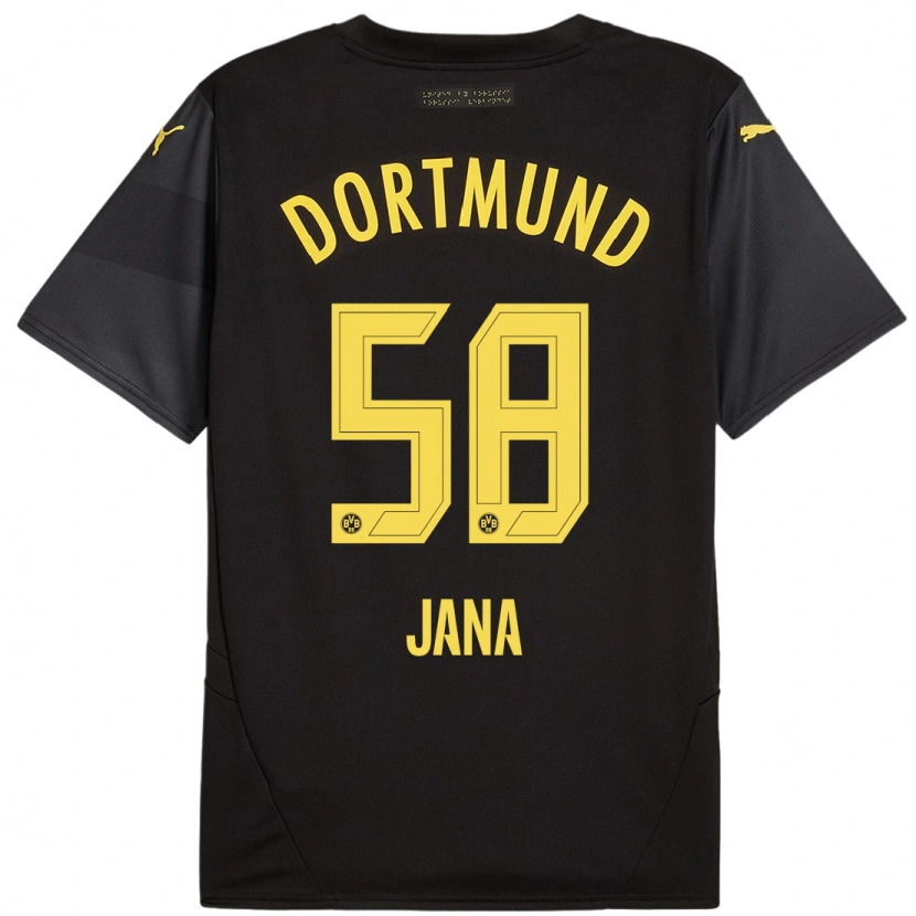 Danxen Bambino Maglia Nordberg Jana #58 Nero Giallo Kit Gara Away 2024/25 Maglietta