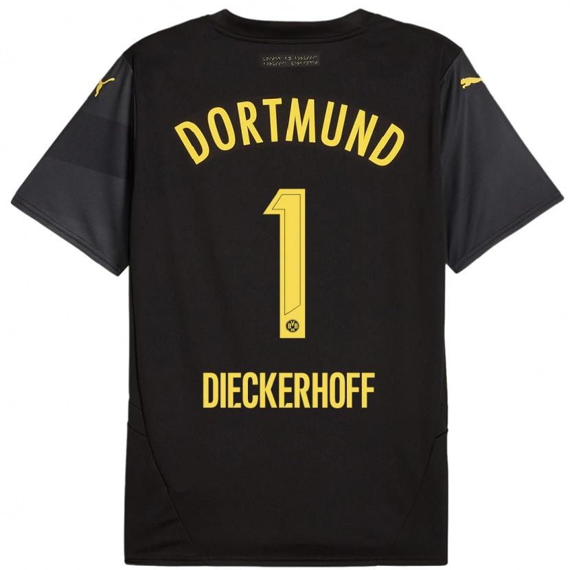Danxen Bambino Maglia Max Dieckerhoff #1 Nero Giallo Kit Gara Away 2024/25 Maglietta