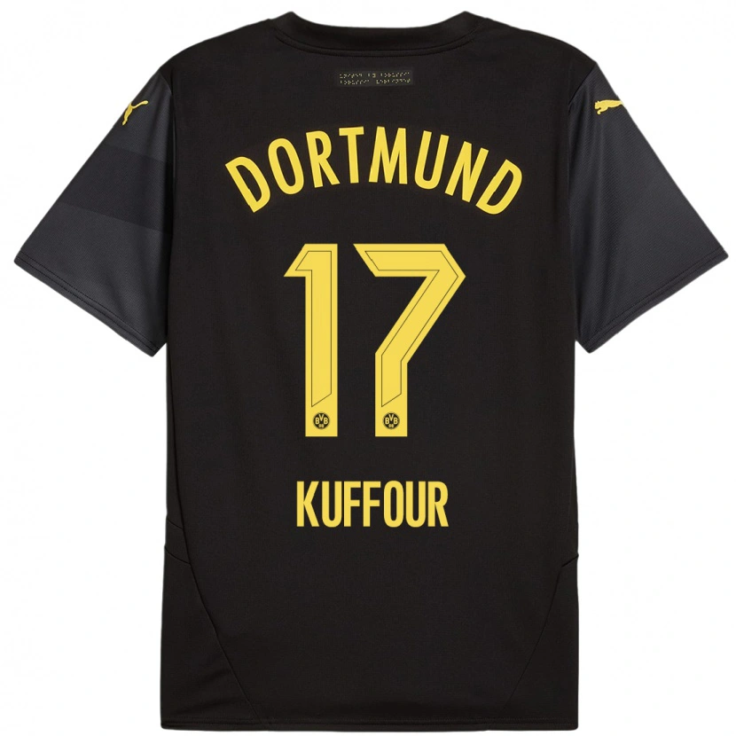 Danxen Bambino Maglia Lloyd-Addo Kuffour #17 Nero Giallo Kit Gara Away 2024/25 Maglietta