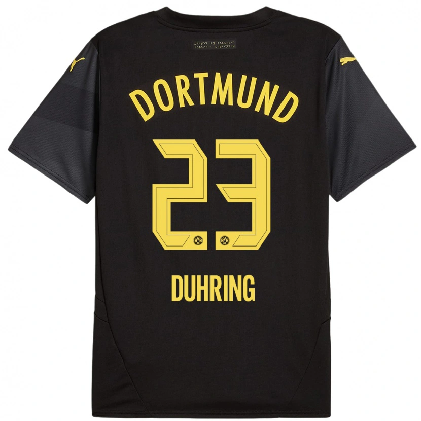 Danxen Bambino Maglia Marc Niclas Duhring #23 Nero Giallo Kit Gara Away 2024/25 Maglietta