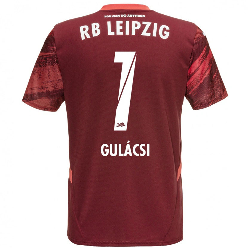Danxen Bambino Maglia Péter Gulácsi #1 Borgogna Kit Gara Away 2024/25 Maglietta