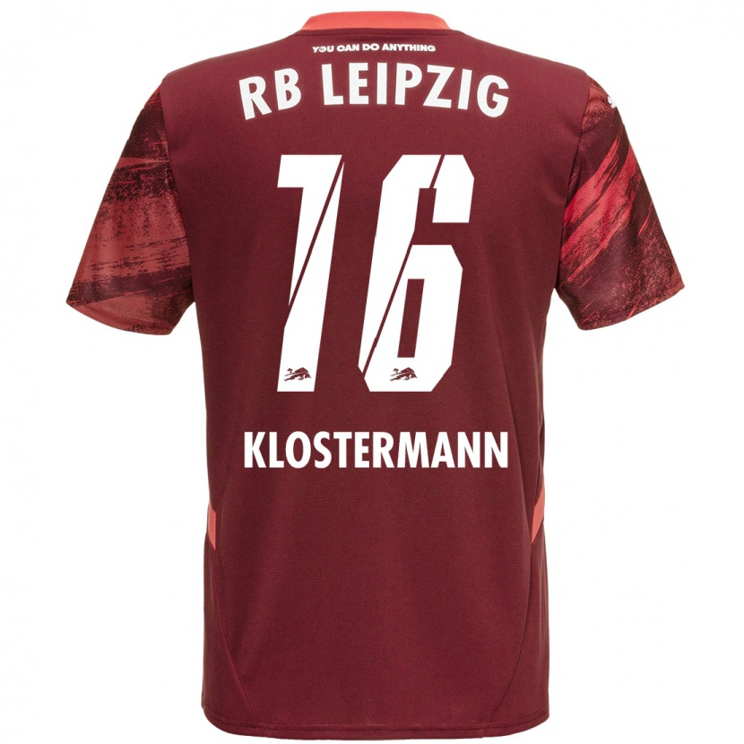 Danxen Bambino Maglia Lukas Klostermann #16 Borgogna Kit Gara Away 2024/25 Maglietta