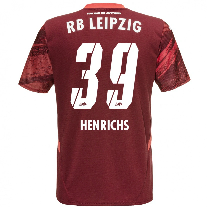Danxen Bambino Maglia Benjamin Henrichs #39 Borgogna Kit Gara Away 2024/25 Maglietta