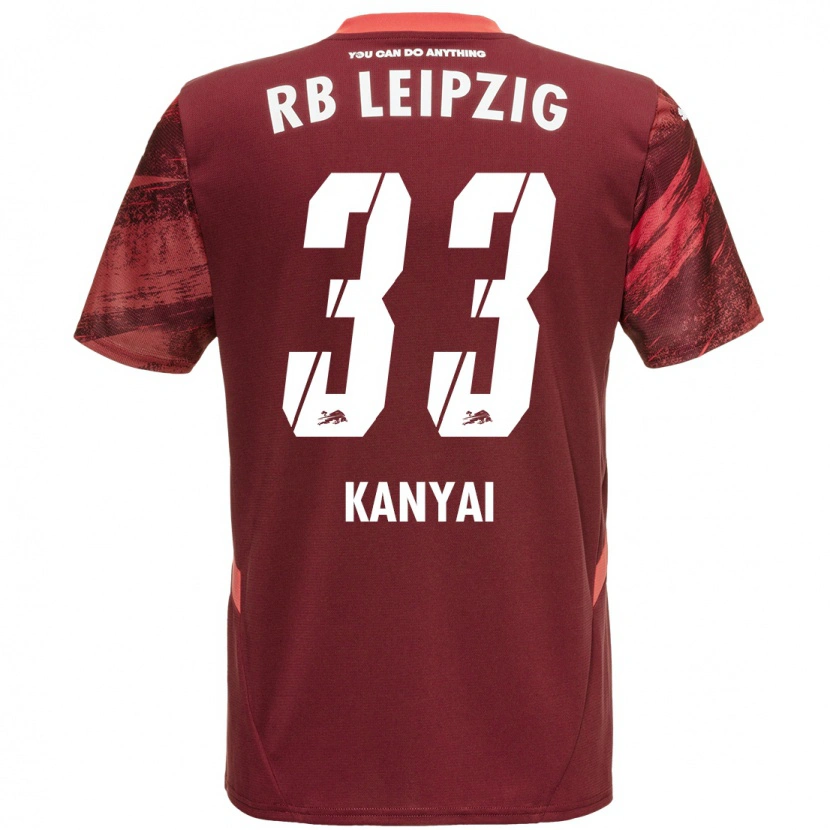 Danxen Bambino Maglia Janos Kanyai #33 Borgogna Kit Gara Away 2024/25 Maglietta