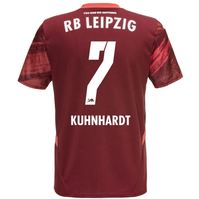 Danxen Bambino Maglia Paul Kühnhardt #7 Borgogna Kit Gara Away 2024/25 Maglietta