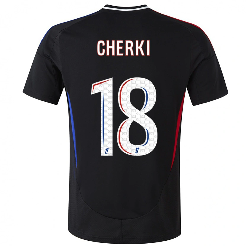Danxen Bambino Maglia Rayan Cherki #18 Nero Kit Gara Away 2024/25 Maglietta