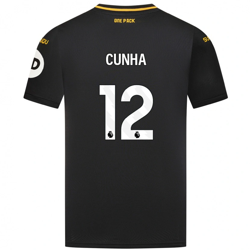 Danxen Bambino Maglia Matheus Cunha #12 Nero Kit Gara Away 2024/25 Maglietta