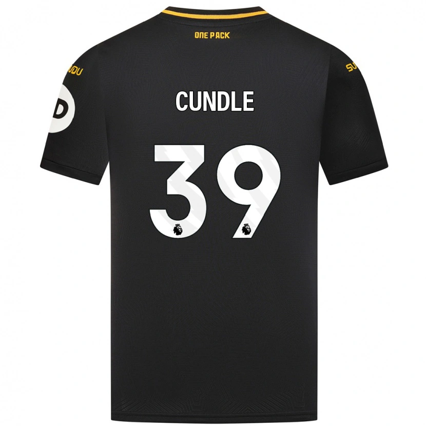 Danxen Bambino Maglia Luke Cundle #39 Nero Kit Gara Away 2024/25 Maglietta