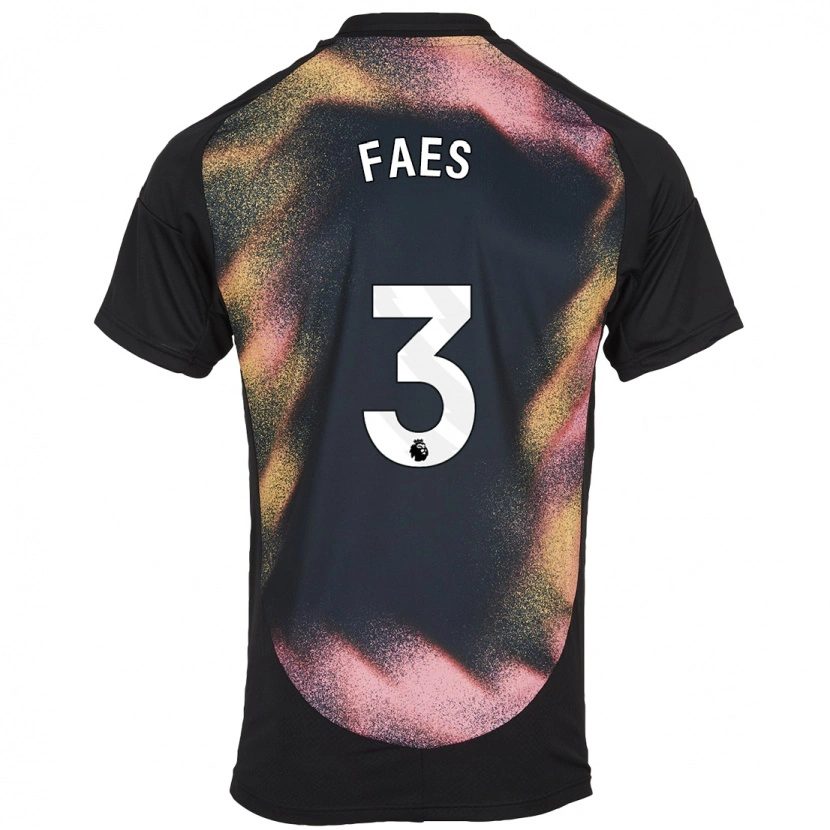 Danxen Bambino Maglia Wout Faes #3 Nero Bianco Kit Gara Away 2024/25 Maglietta