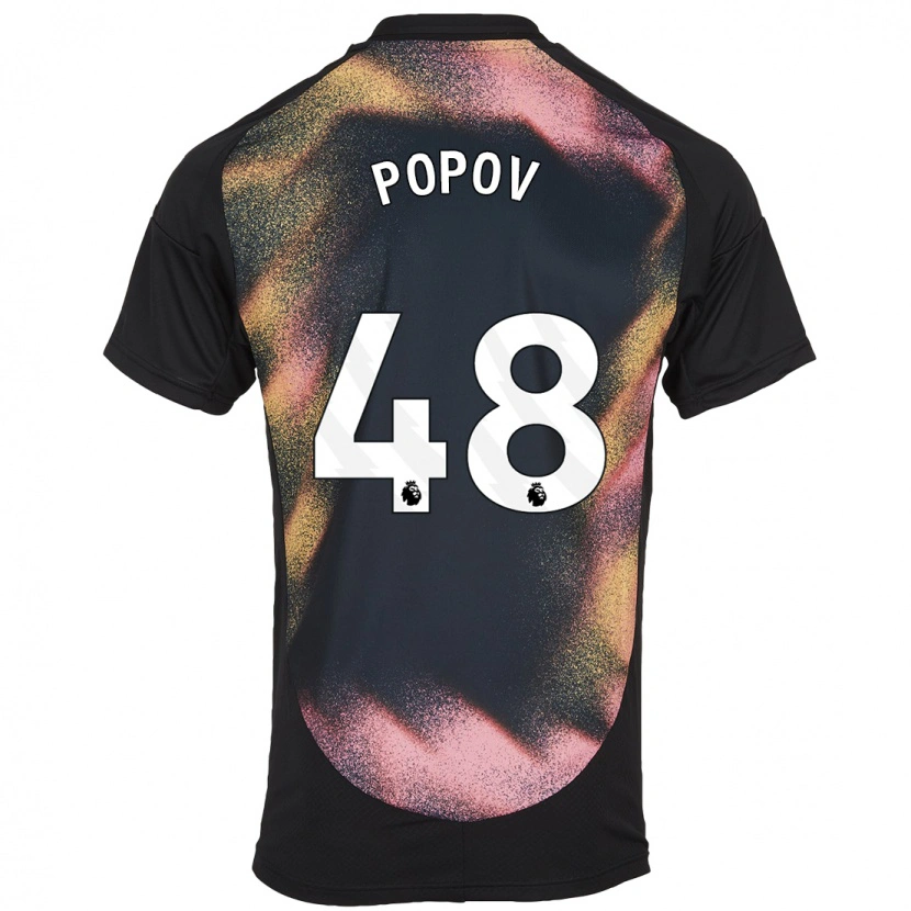 Danxen Bambino Maglia Chris Popov #48 Nero Bianco Kit Gara Away 2024/25 Maglietta