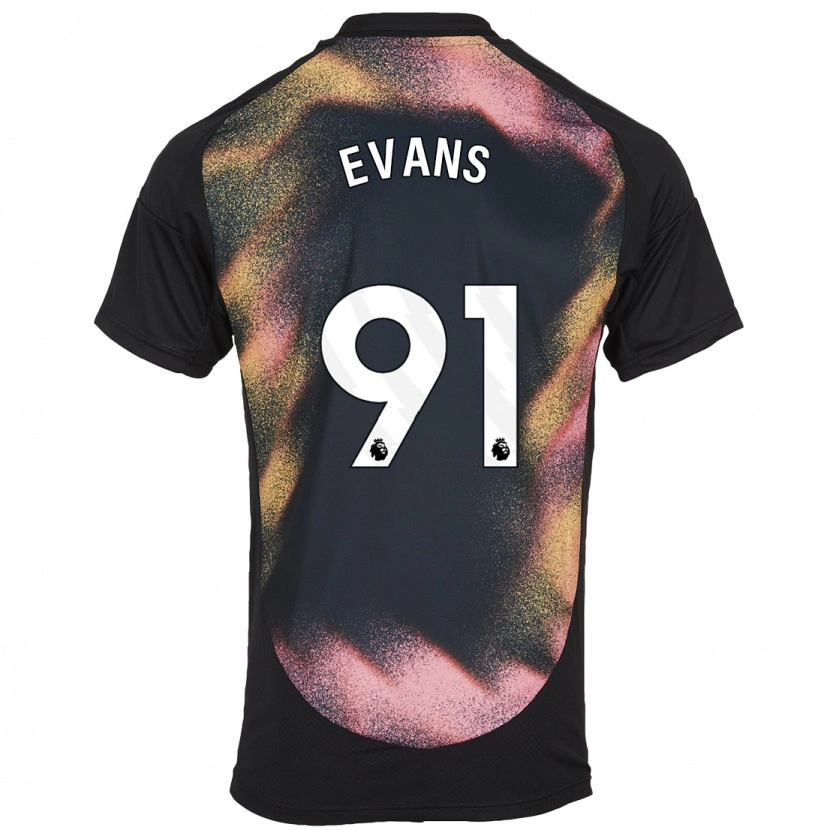 Danxen Bambino Maglia Jake Evans #91 Nero Bianco Kit Gara Away 2024/25 Maglietta