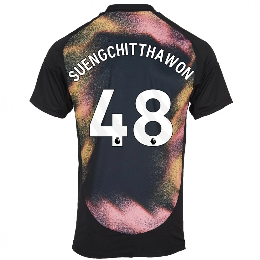 Danxen Bambino Maglia Thanawat Suengchitthawon #48 Nero Bianco Kit Gara Away 2024/25 Maglietta