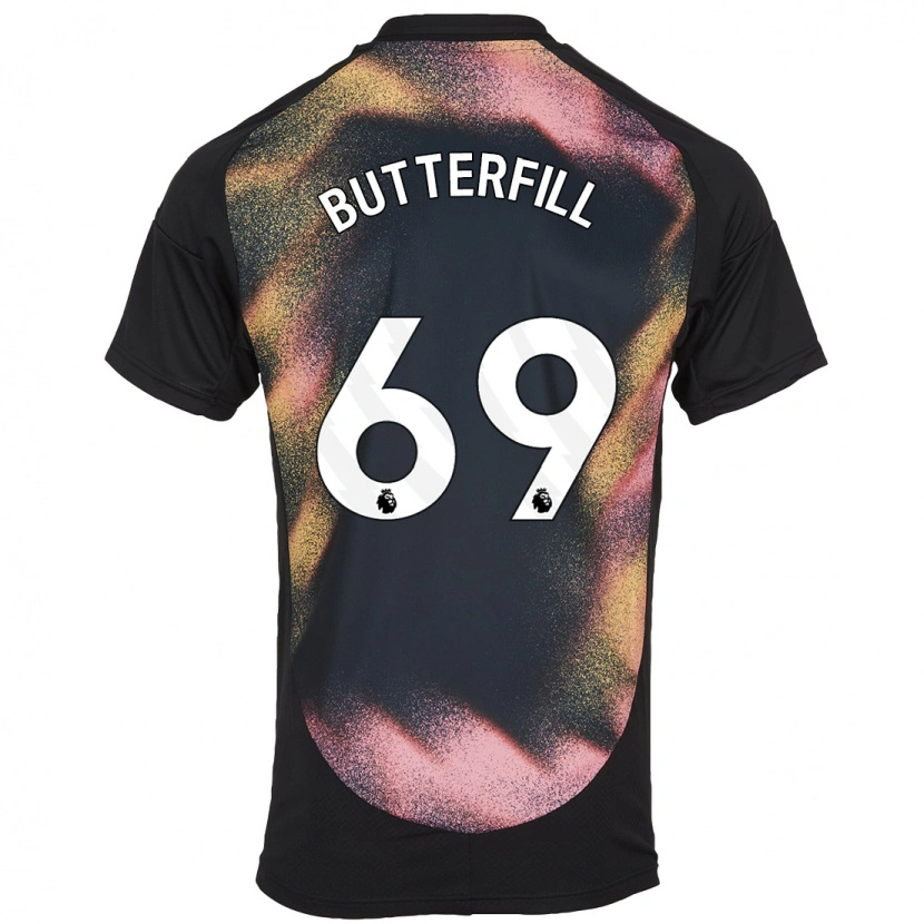 Danxen Bambino Maglia Jack Butterfill #69 Nero Bianco Kit Gara Away 2024/25 Maglietta