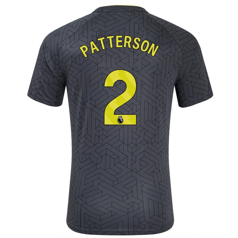 Danxen Bambino Maglia Nathan Patterson #2 Nero Giallo Kit Gara Away 2024/25 Maglietta
