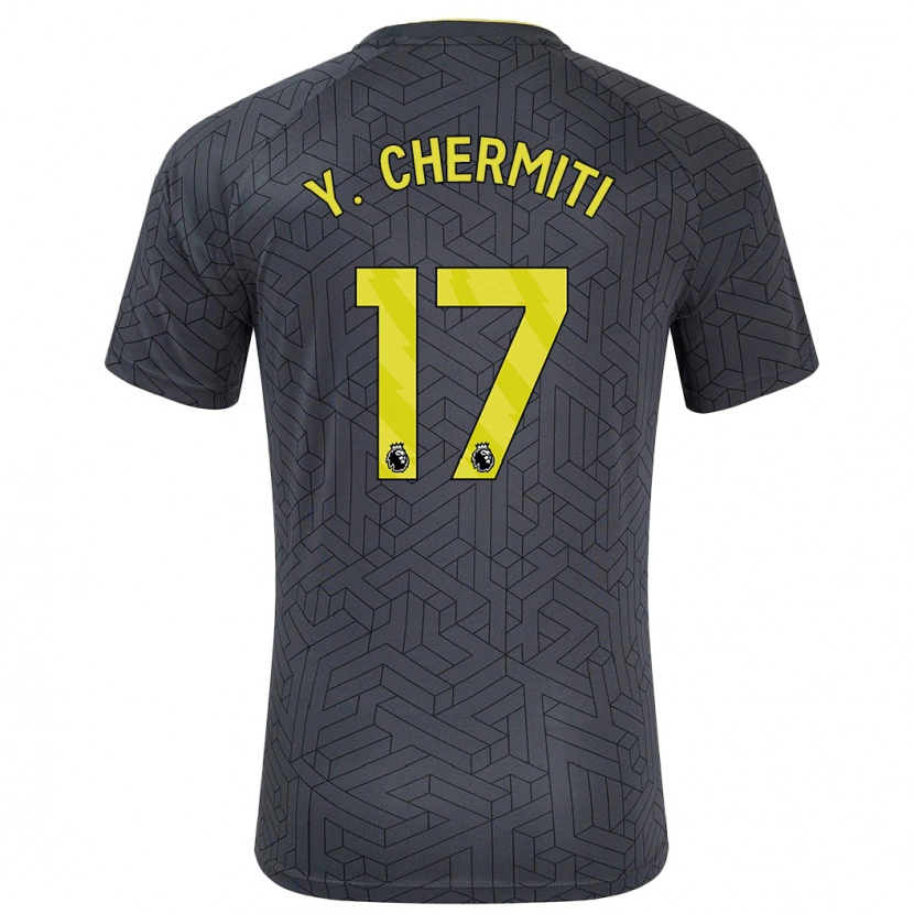 Danxen Bambino Maglia Chermiti #17 Nero Giallo Kit Gara Away 2024/25 Maglietta