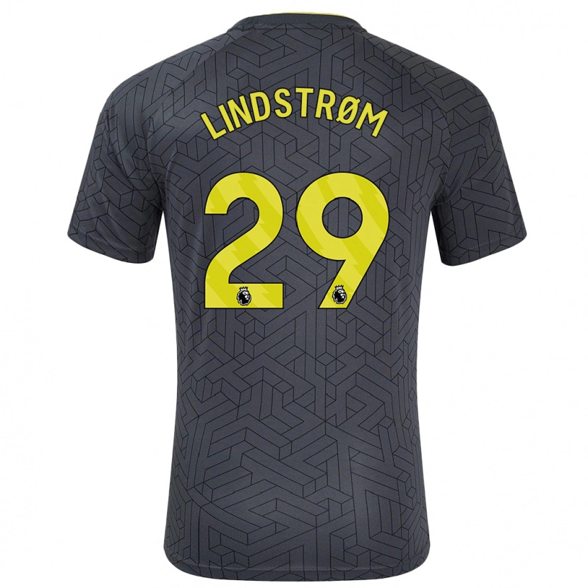 Danxen Bambino Maglia Jesper Lindstrøm #29 Nero Giallo Kit Gara Away 2024/25 Maglietta