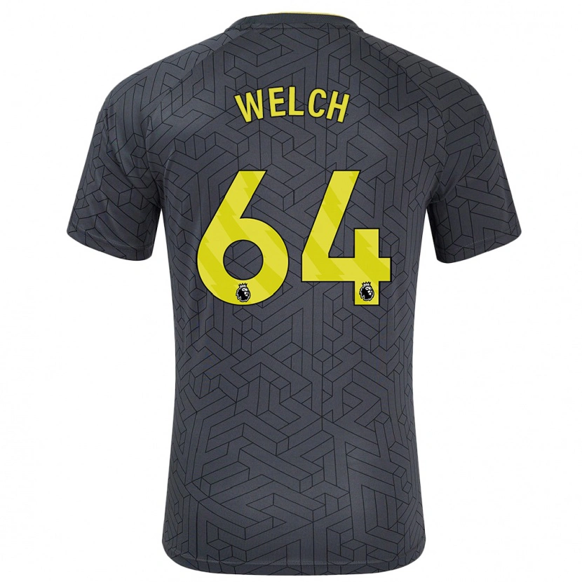 Danxen Bambino Maglia Reece Welch #64 Nero Giallo Kit Gara Away 2024/25 Maglietta